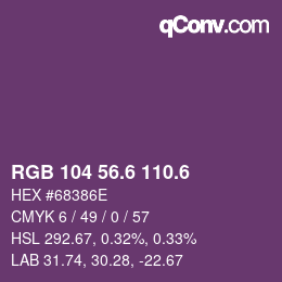カラーコード: RGB 104 56.6 110.6 | qconv.com