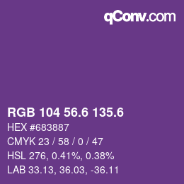 カラーコード: RGB 104 56.6 135.6 | qconv.com