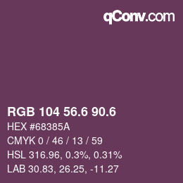 カラーコード: RGB 104 56.6 90.6 | qconv.com