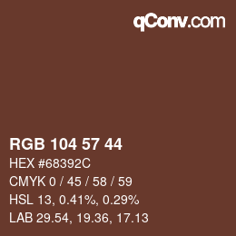 Color code: RGB 104 57 44 | qconv.com