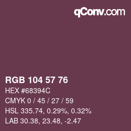 颜色代码: RGB 104 57 76 | qconv.com