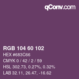 颜色代码: RGB 104 60 102 | qconv.com