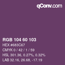 颜色代码: RGB 104 60 103 | qconv.com
