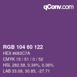 カラーコード: RGB 104 60 122 | qconv.com