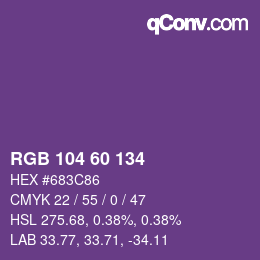 颜色代码: RGB 104 60 134 | qconv.com
