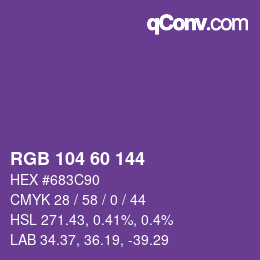 颜色代码: RGB 104 60 144 | qconv.com