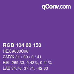 颜色代码: RGB 104 60 150 | qconv.com