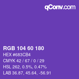 颜色代码: RGB 104 60 180 | qconv.com