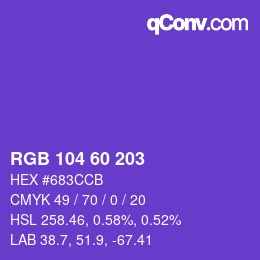 颜色代码: RGB 104 60 203 | qconv.com