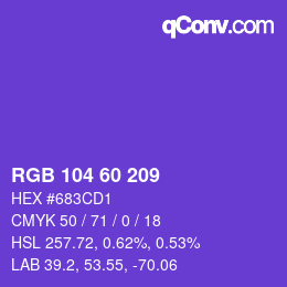 カラーコード: RGB 104 60 209 | qconv.com