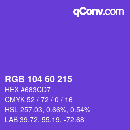 カラーコード: RGB 104 60 215 | qconv.com