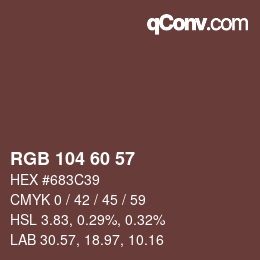 Color code: RGB 104 60 57 | qconv.com