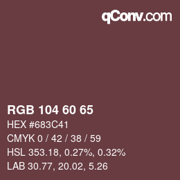 Color code: RGB 104 60 65 | qconv.com