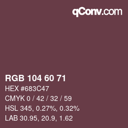 カラーコード: RGB 104 60 71 | qconv.com