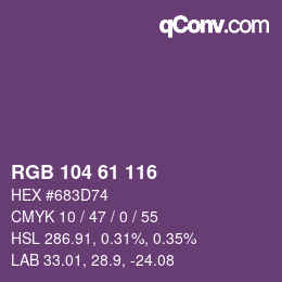Color code: RGB 104 61 116 | qconv.com