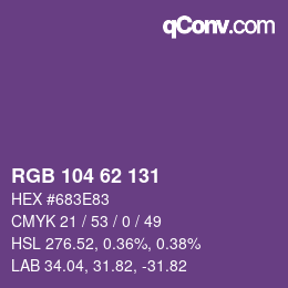 Code couleur: RGB 104 62 131 | qconv.com