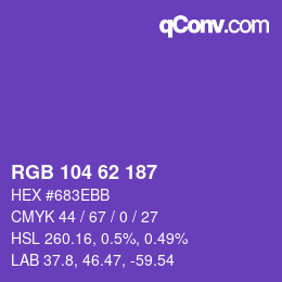 カラーコード: RGB 104 62 187 | qconv.com