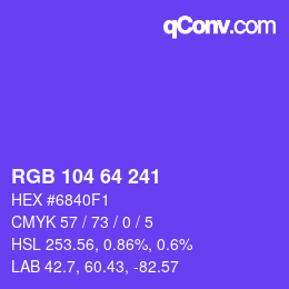 カラーコード: RGB 104 64 241 | qconv.com