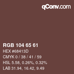カラーコード: RGB 104 65 61 | qconv.com