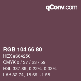 カラーコード: RGB 104 66 80 | qconv.com