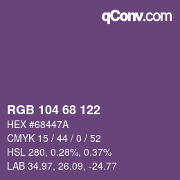 Código de color: RGB 104 68 122 | qconv.com