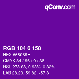 Color code: RGB 104 6 158 | qconv.com