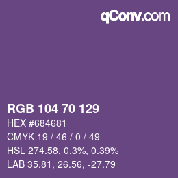 颜色代码: RGB 104 70 129 | qconv.com