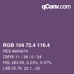 カラーコード: RGB 104 72.4 116.4 | qconv.com