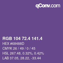 カラーコード: RGB 104 72.4 141.4 | qconv.com