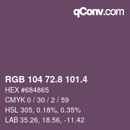 カラーコード: RGB 104 72.8 101.4 | qconv.com