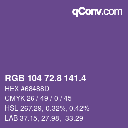 カラーコード: RGB 104 72.8 141.4 | qconv.com