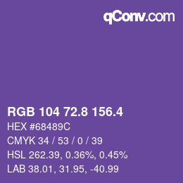 カラーコード: RGB 104 72.8 156.4 | qconv.com