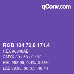 カラーコード: RGB 104 72.8 171.4 | qconv.com