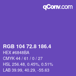 カラーコード: RGB 104 72.8 186.4 | qconv.com