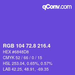 カラーコード: RGB 104 72.8 216.4 | qconv.com