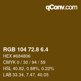 カラーコード: RGB 104 72.8 6.4 | qconv.com