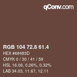 カラーコード: RGB 104 72.8 61.4 | qconv.com