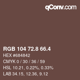 カラーコード: RGB 104 72.8 66.4 | qconv.com