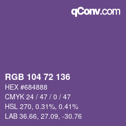 カラーコード: RGB 104 72 136 | qconv.com