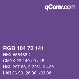 Color code: RGB 104 72 141 | qconv.com