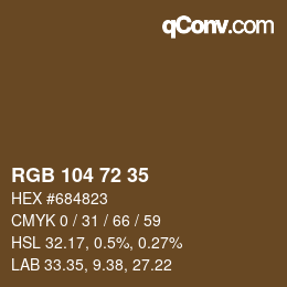 颜色代码: RGB 104 72 35 | qconv.com