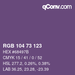 カラーコード: RGB 104 73 123 | qconv.com