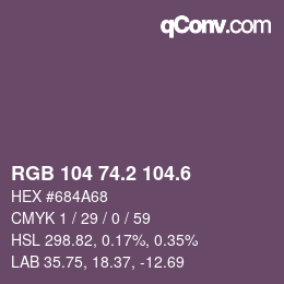 カラーコード: RGB 104 74.2 104.6 | qconv.com