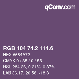 カラーコード: RGB 104 74.2 114.6 | qconv.com