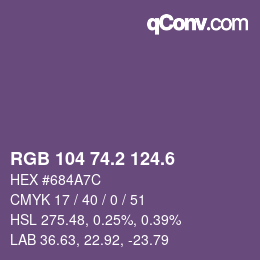 カラーコード: RGB 104 74.2 124.6 | qconv.com