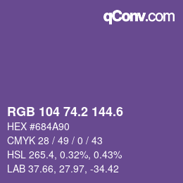 カラーコード: RGB 104 74.2 144.6 | qconv.com