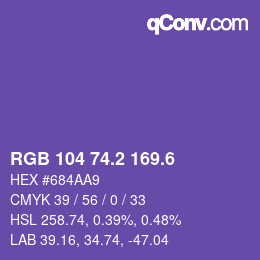 カラーコード: RGB 104 74.2 169.6 | qconv.com