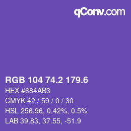 カラーコード: RGB 104 74.2 179.6 | qconv.com