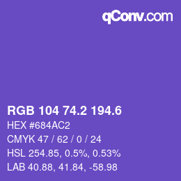 カラーコード: RGB 104 74.2 194.6 | qconv.com