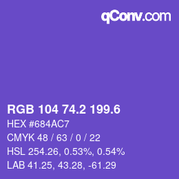 カラーコード: RGB 104 74.2 199.6 | qconv.com